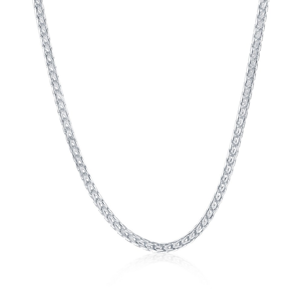 Sterling Silver 3MM Franco Chain - Rhodium Plated