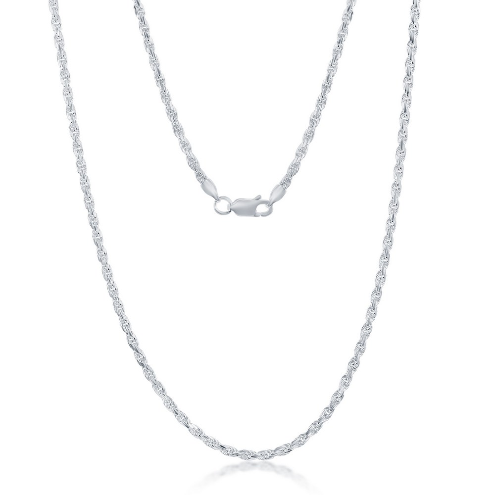 Sterling Silver 2.3MM Rope Chain - Silver Plated