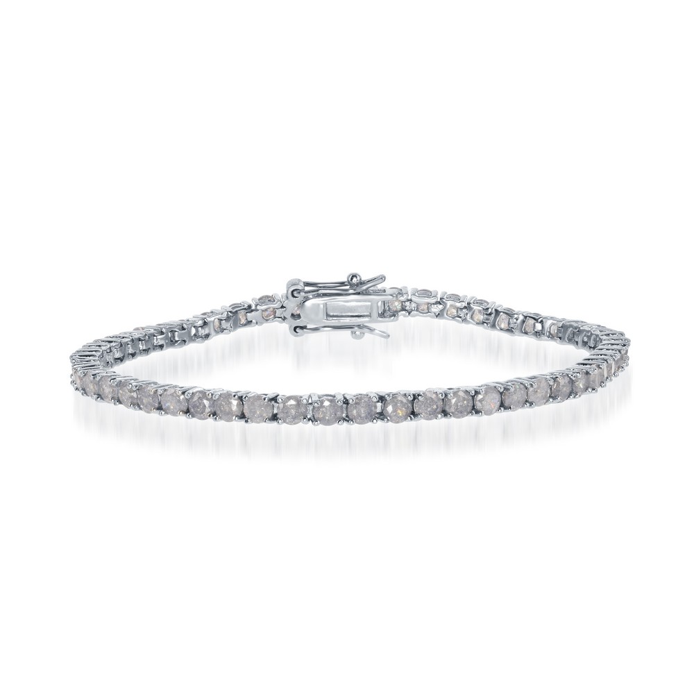 Sterling Silver Round Prong- Set 3mm Gray Ice Tennis Bracelet