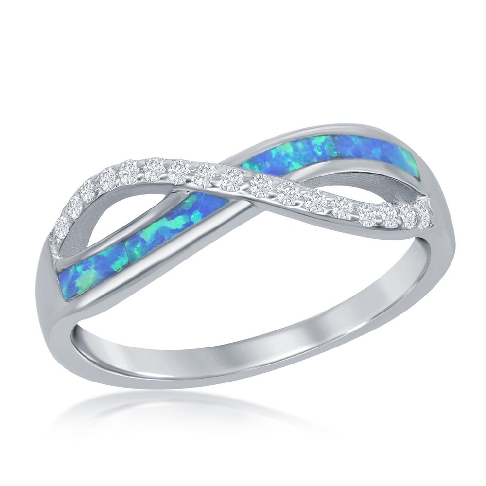 Infinity Twisted Knot CrissCross Ring Sterling Silver Abalone Shell Inlay Gift 