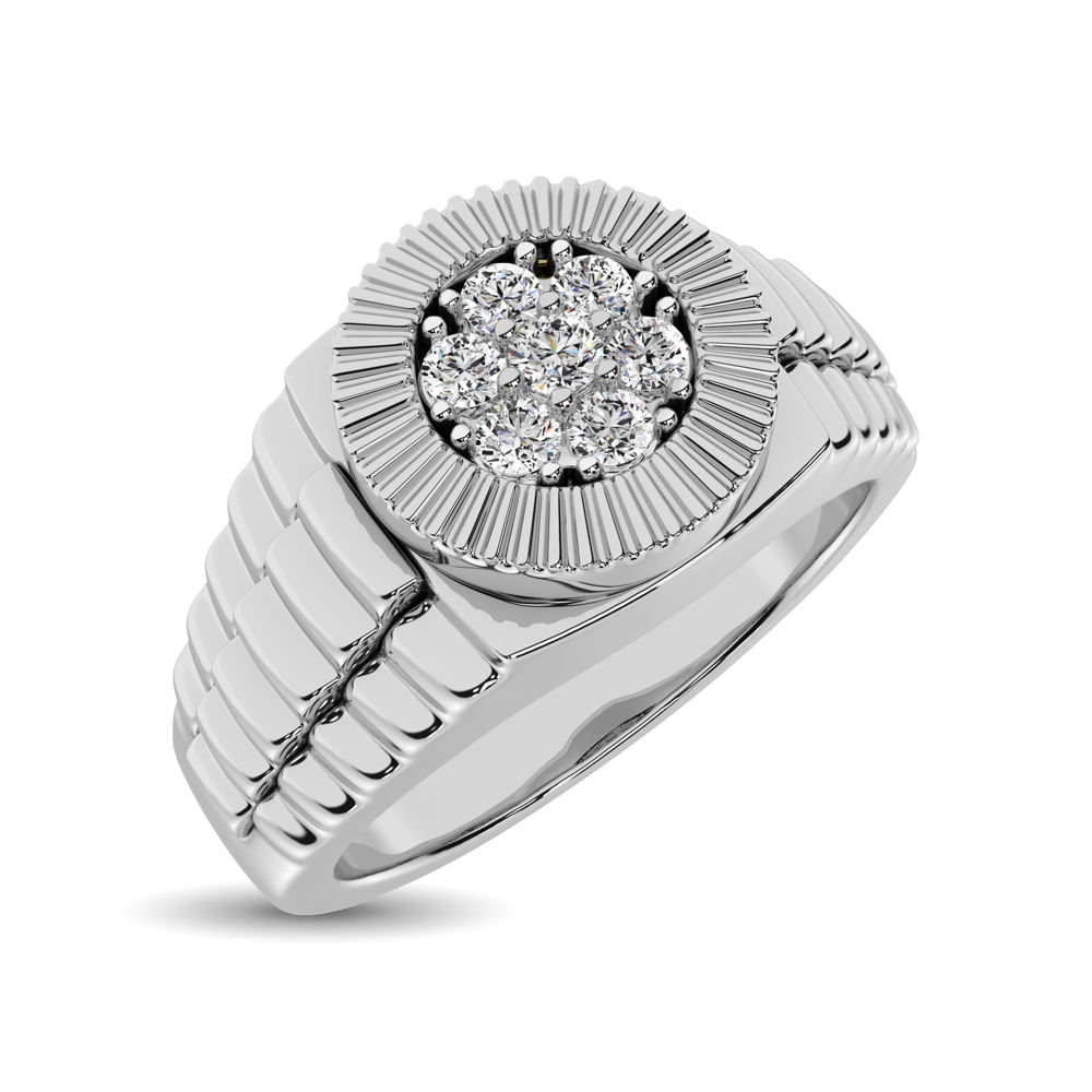 Previously Owned - Men's 1/2 CT. T.W. Diamond Double Row Ring in 14K White  Gold