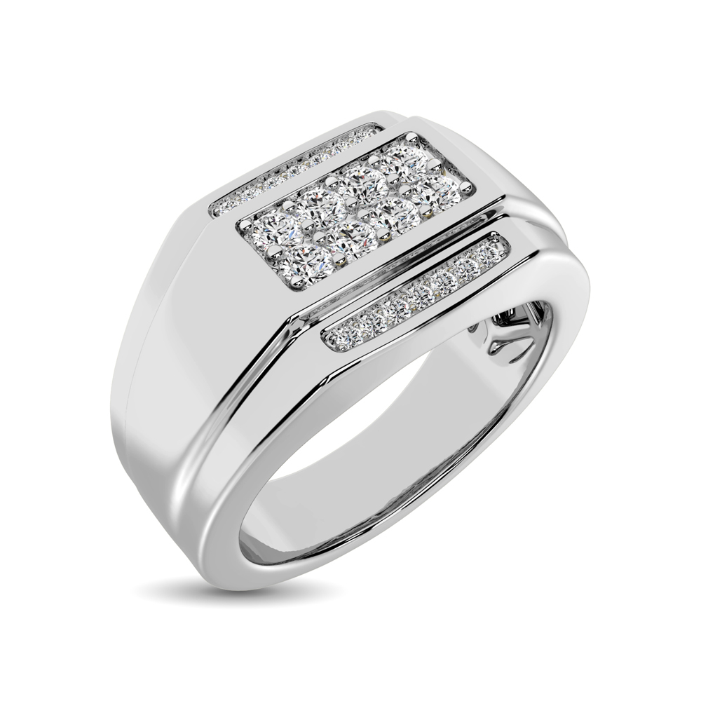 10K White Gold 3/8 Ct.Tw. Diamond Gents Ring - Unclaimed Diamonds