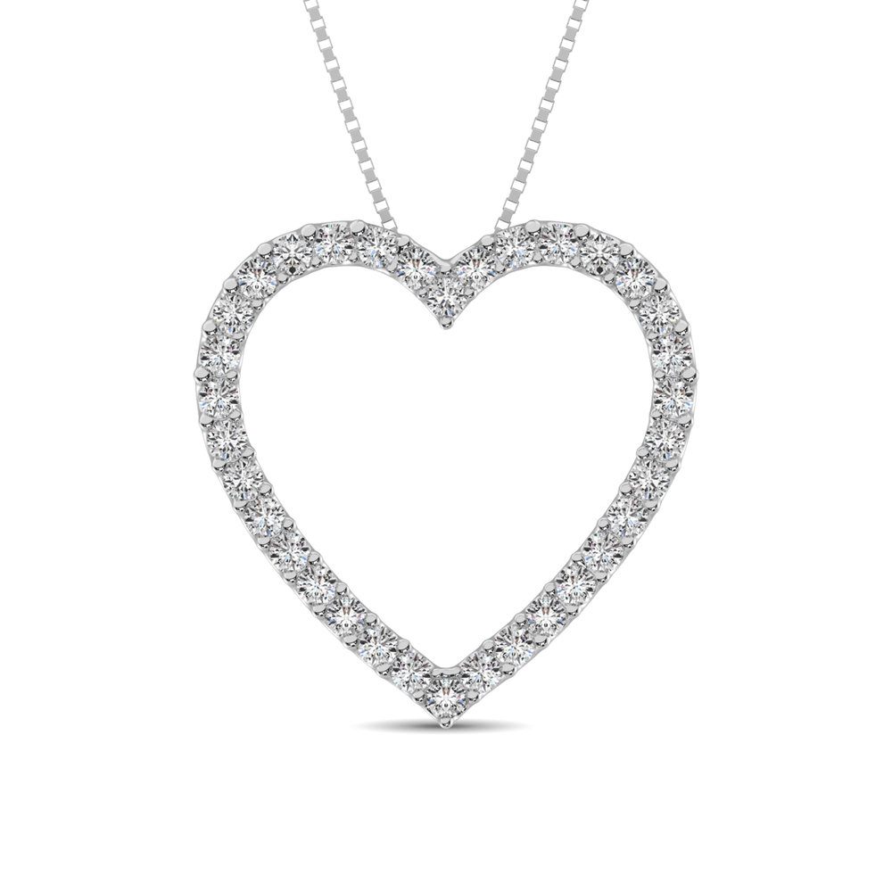 10K White Gold Diamond 1/2 Ct.Tw. Heart Pendant - Unclaimed Diamonds