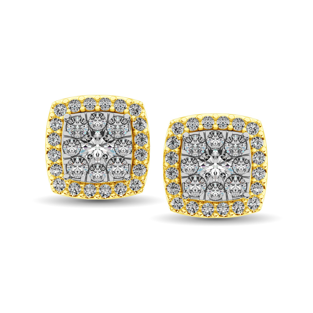 14K Yellow Gold 3/4 Ct.Tw. Diamond Flower Studs Earrings - Unclaimed  Diamonds