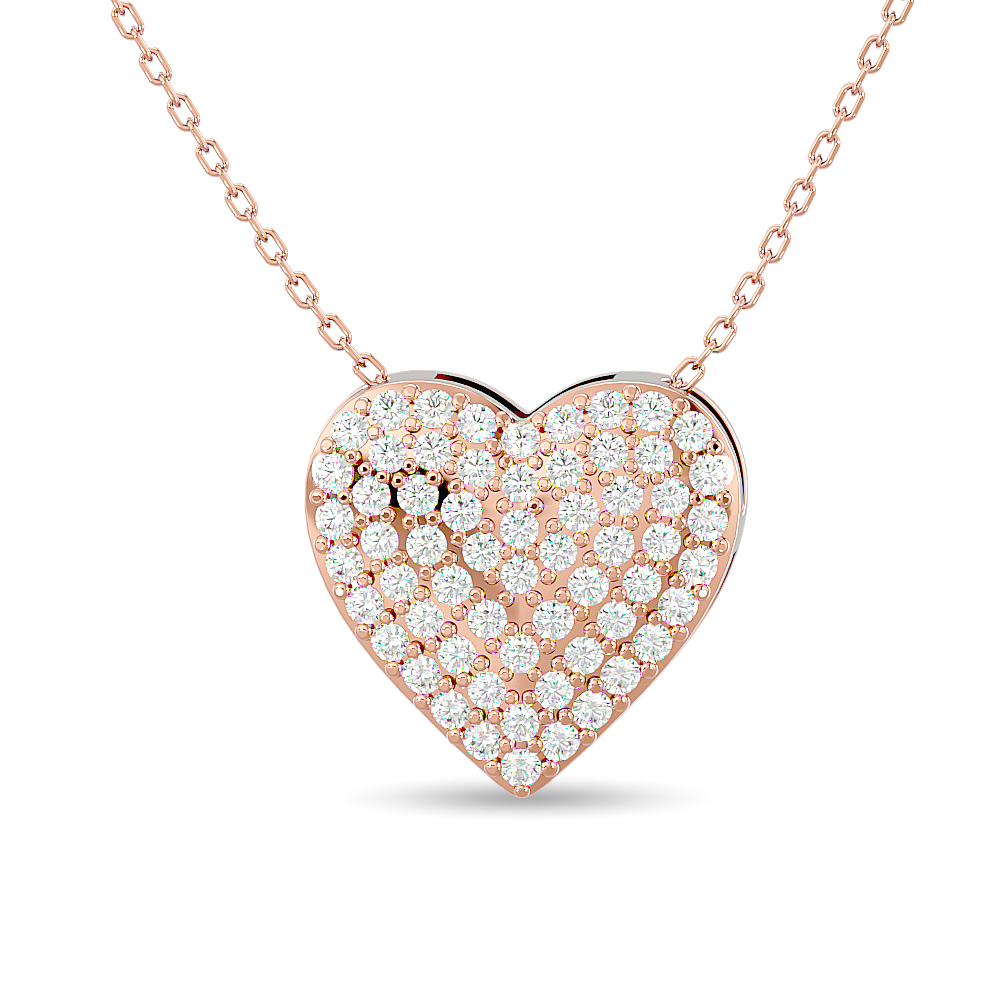 Diamond Heart Necklace 1 ct tw Round-cut 14K Yellow Gold