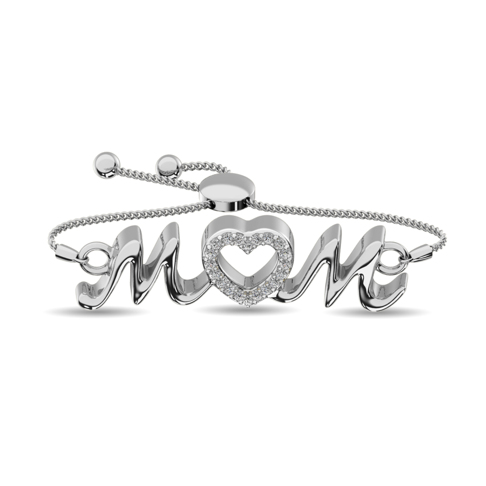 Hand Crafted Sterling Silver Heart Charm Bracelet - Love for Mom in Silver  | NOVICA