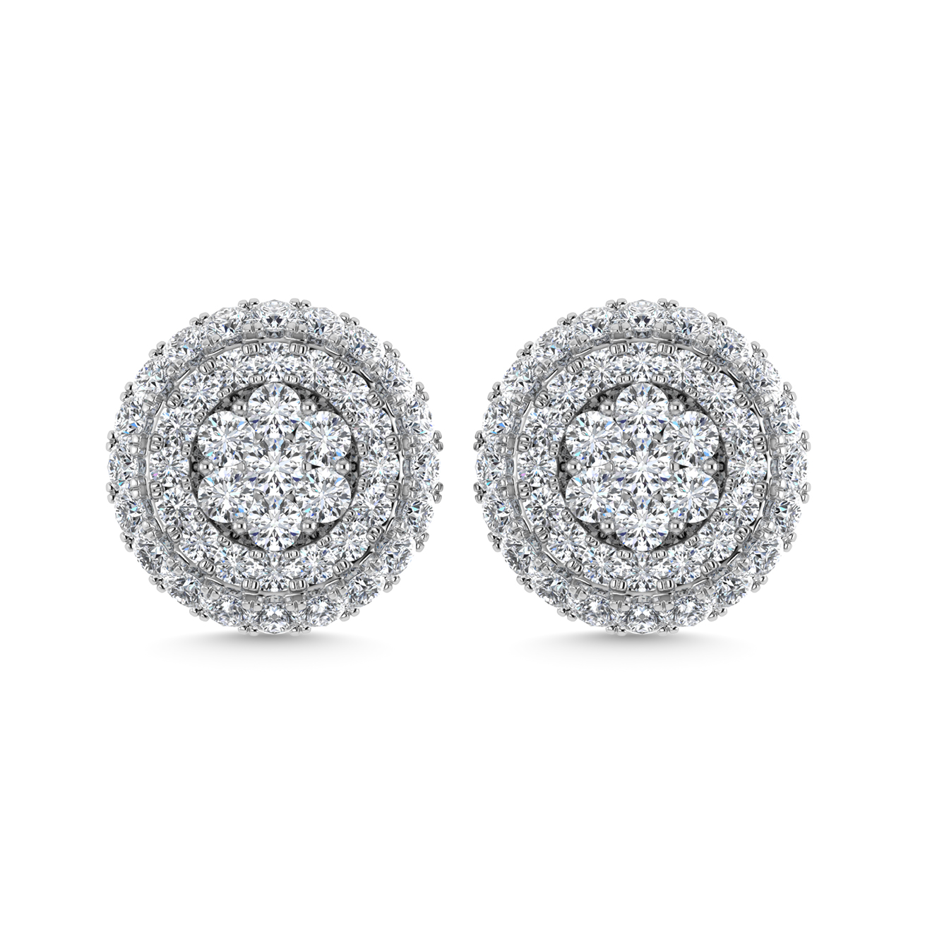 Diamond 5/8 Ct.Tw. Cluster Fashion Earrings in 14K White Gold ...