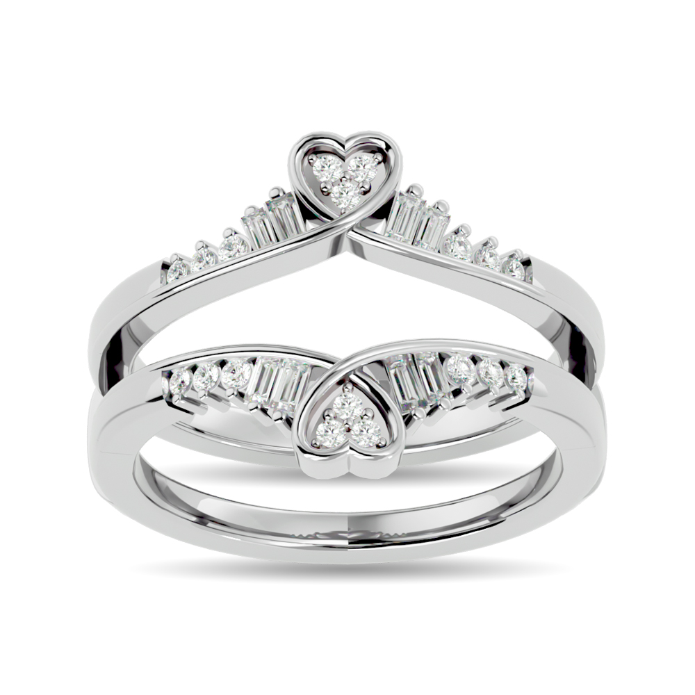 Fingerhut - PalmBeach Jewelry Platinum Over Sterling Silver Round CZ  Channel-Set Jacket Bridal Set