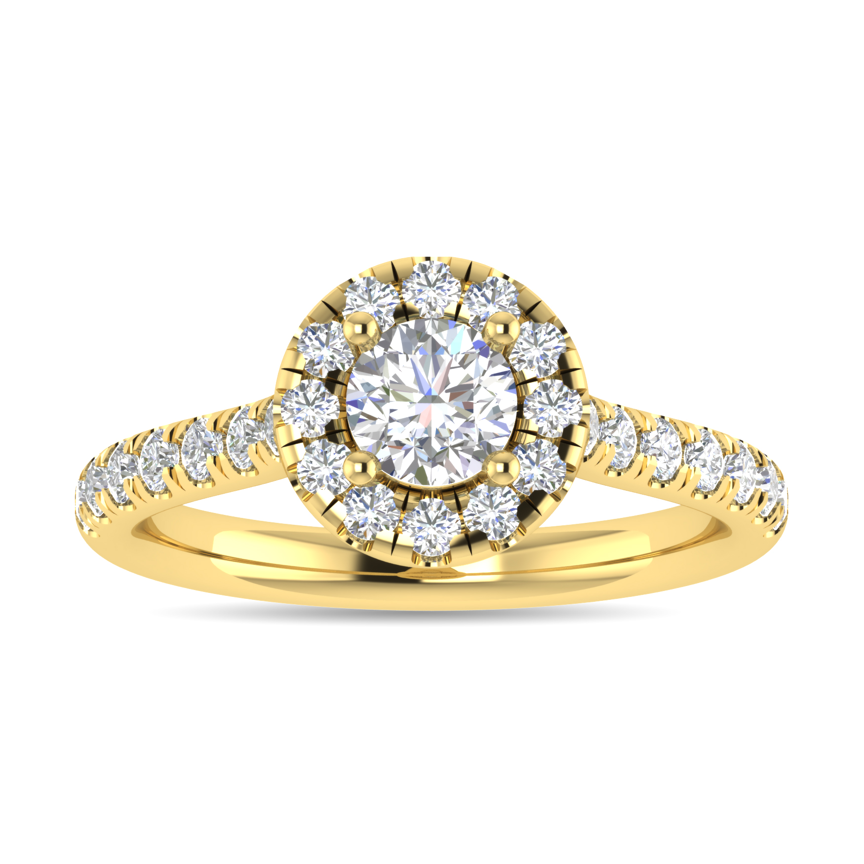 Diamond 1 Ct.Tw. Round Shape Engagement Ring in 14K Yellow Gold ...