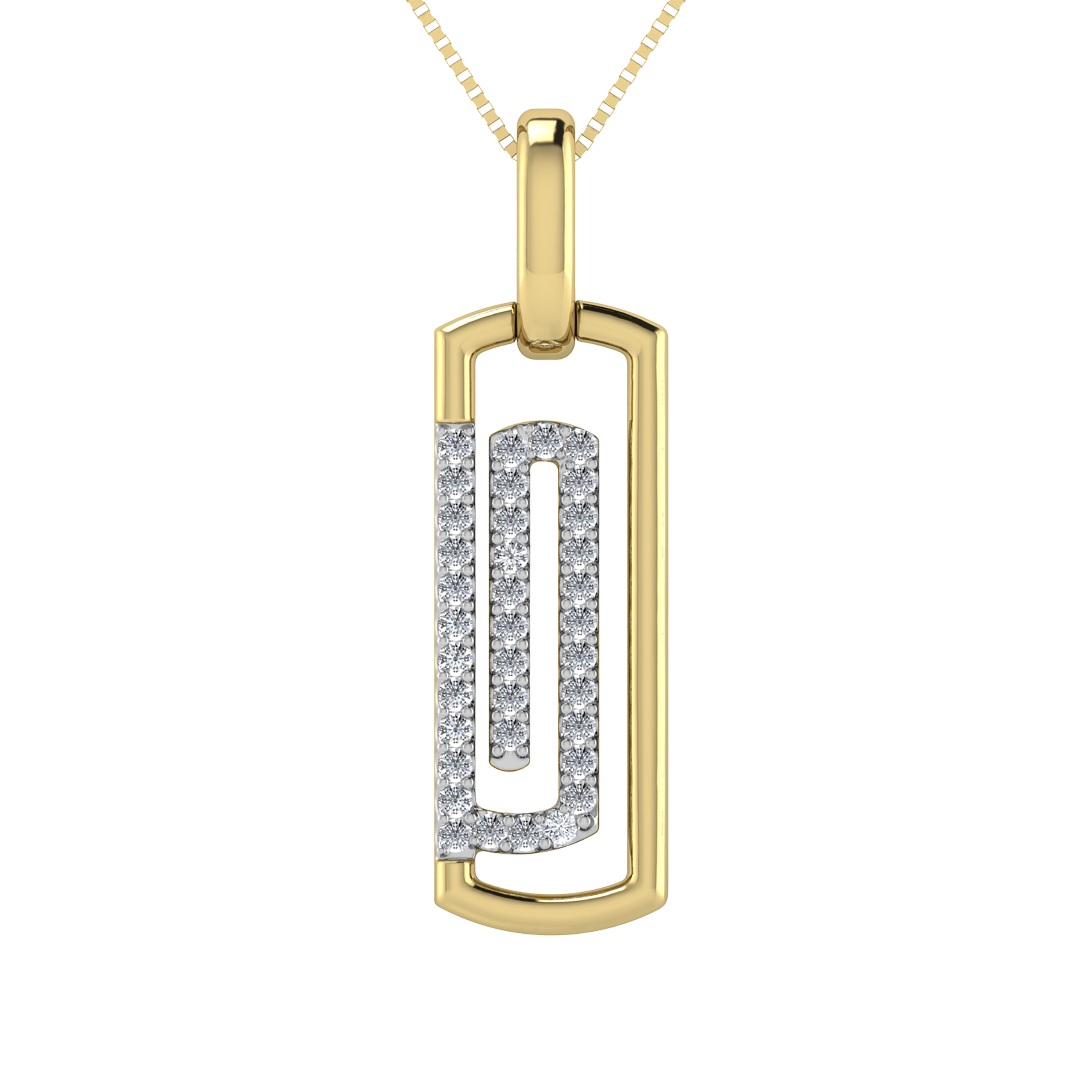 Diamond 1/6 Ct.Tw. Paper Clip Pendant in 10K Yellow Gold - Unclaimed ...