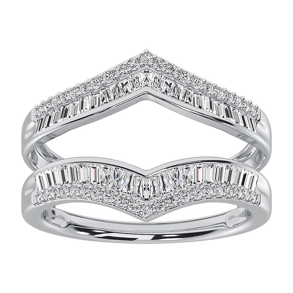 Diamond Star Ring 1/8 ct tw Baguette & Round-cut 10K White Gold