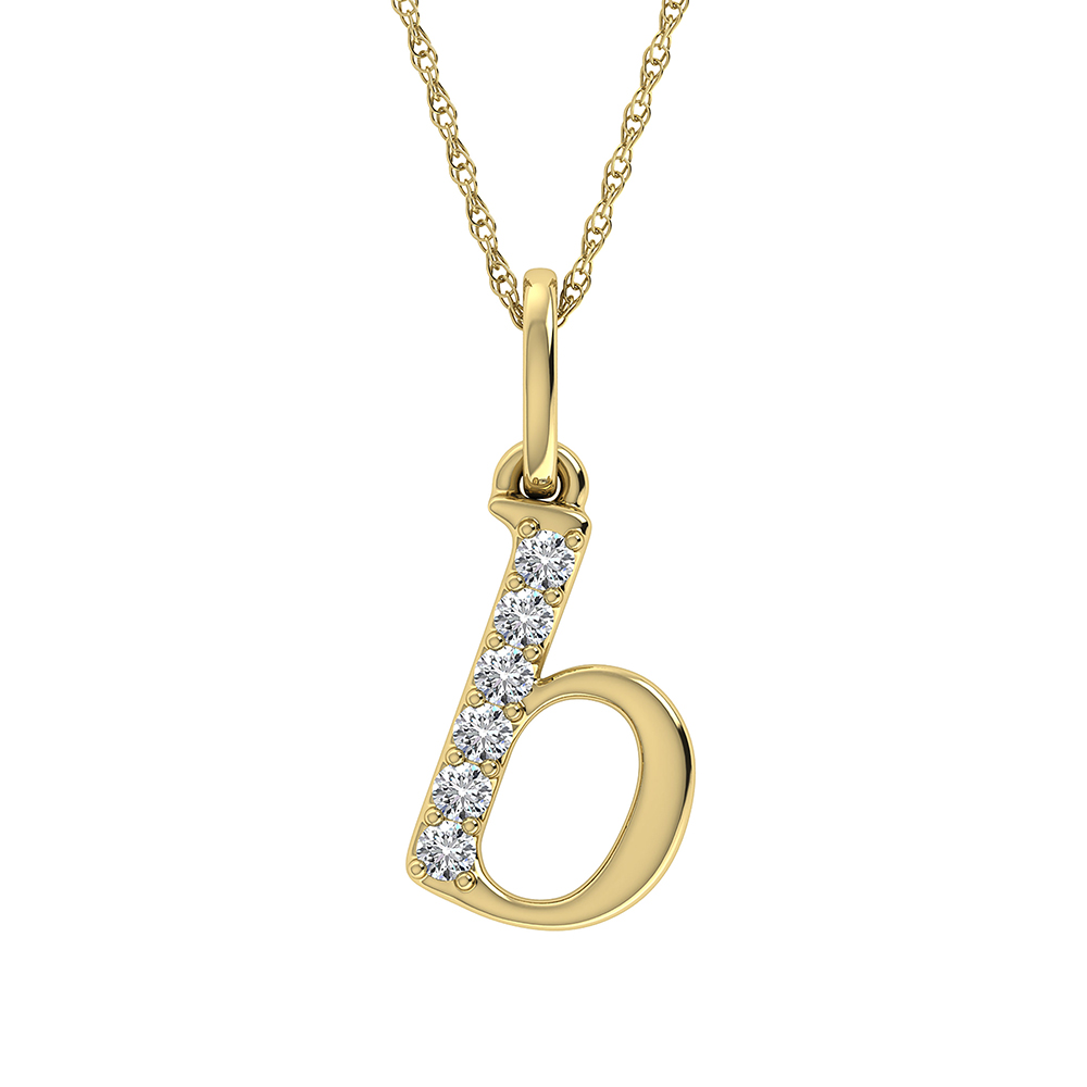 Diamond 1/20 Ct.Tw. Letter B Pendant In 10K Yellow Gold - Unclaimed ...