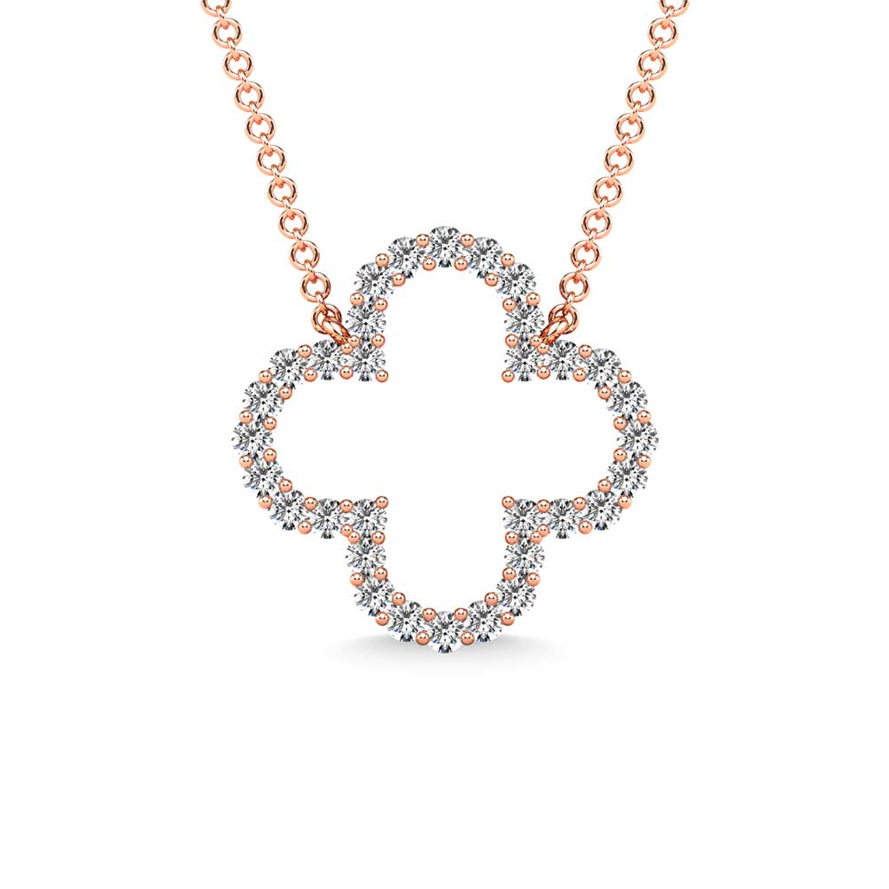 Diamond Accent Four Leaf Clover Pendant in 10K Yellow Gold