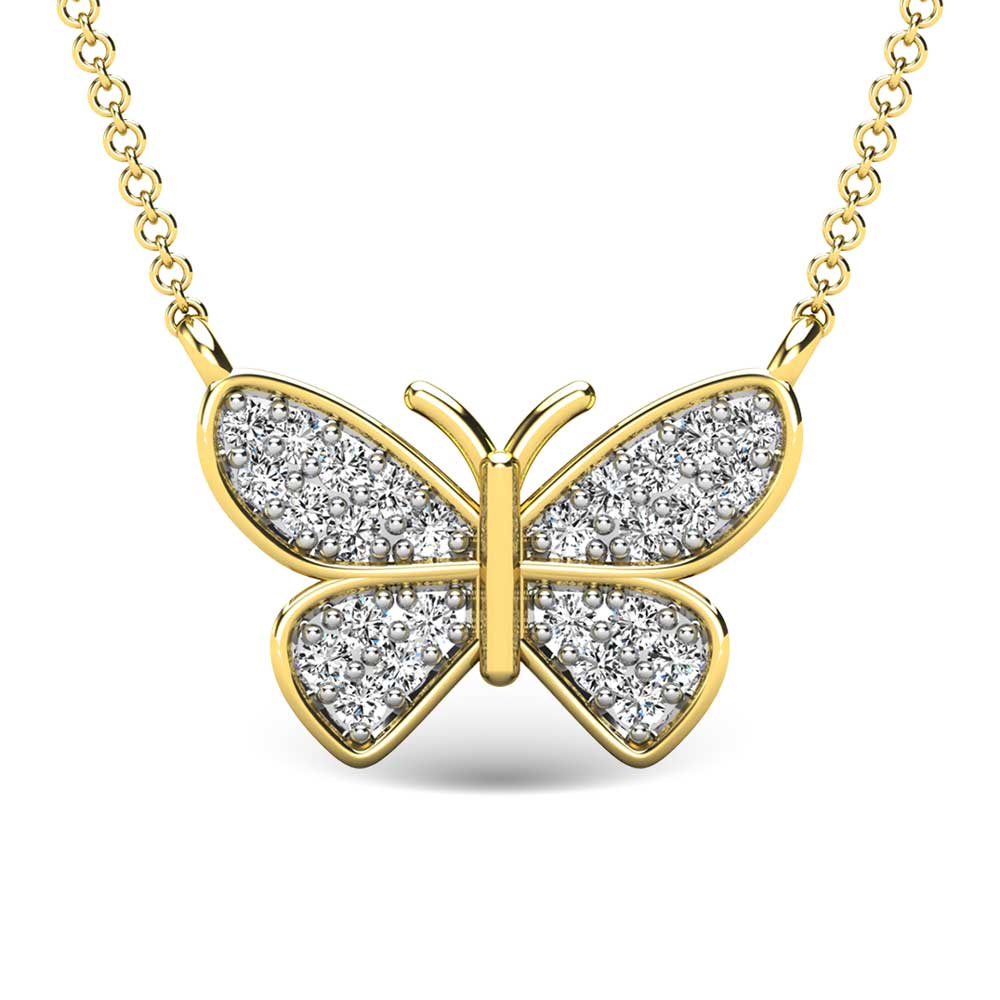 Diamond Butterfly Anklet 1/10 ct tw 10K Yellow Gold 9