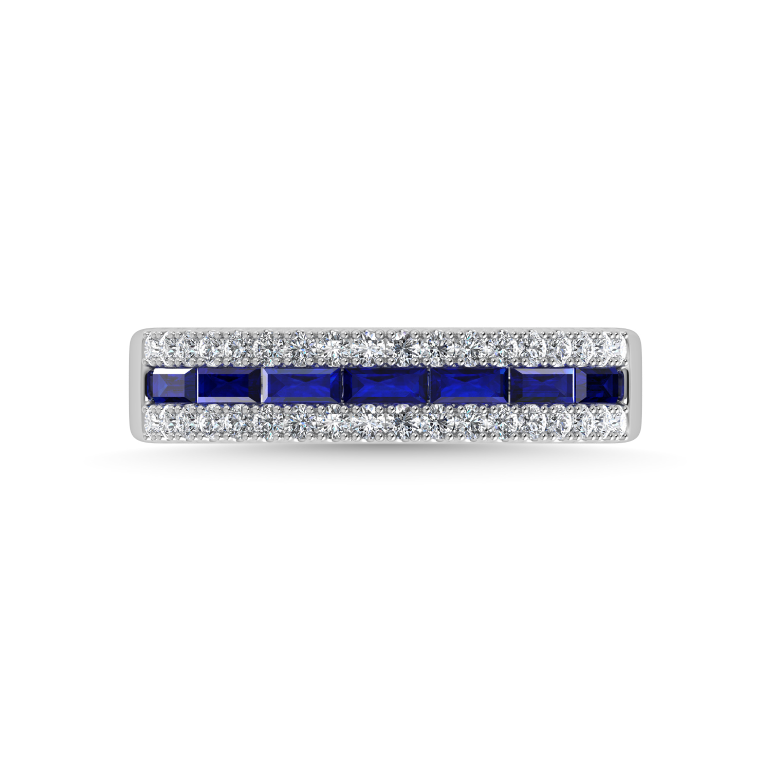 14K White Gold Diamond and Blue Sapphire 3/8 Ct.Tw. Fashion Ring