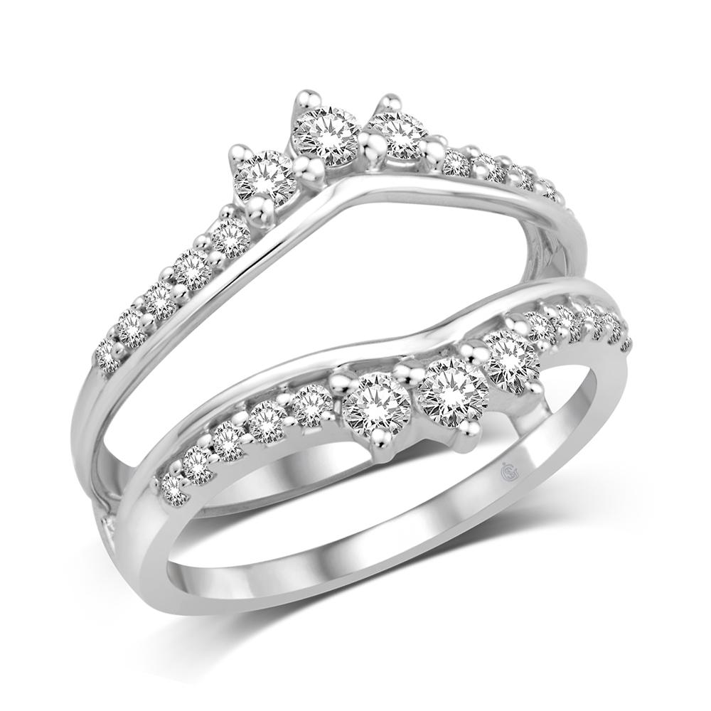 Ring Guard Enhancer, Diamond Halo Wedding Ring Enhancer 8 / White Gold