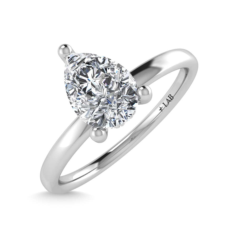 Plain Shank Halo Diamond Engagement Ring with Round Cut Diamond in 14KT  White Gold | With Clarity