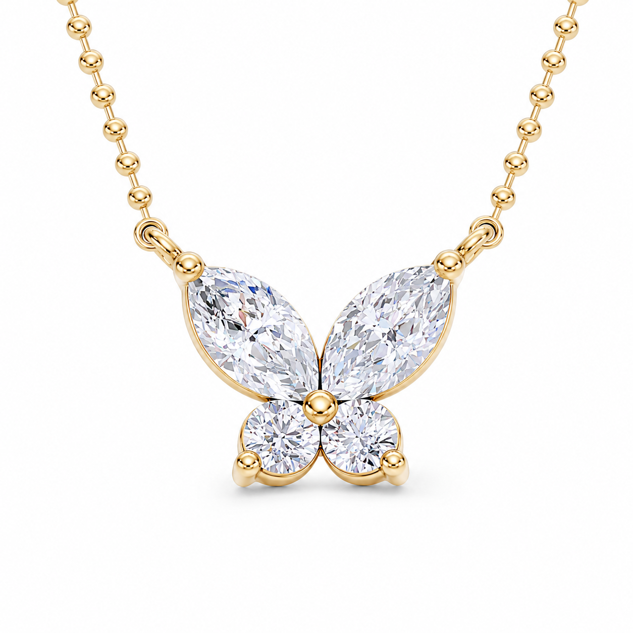 14K Yellow Gold 3/8 Ct.Tw. Lab Grown Diamond Butterfly Necklace