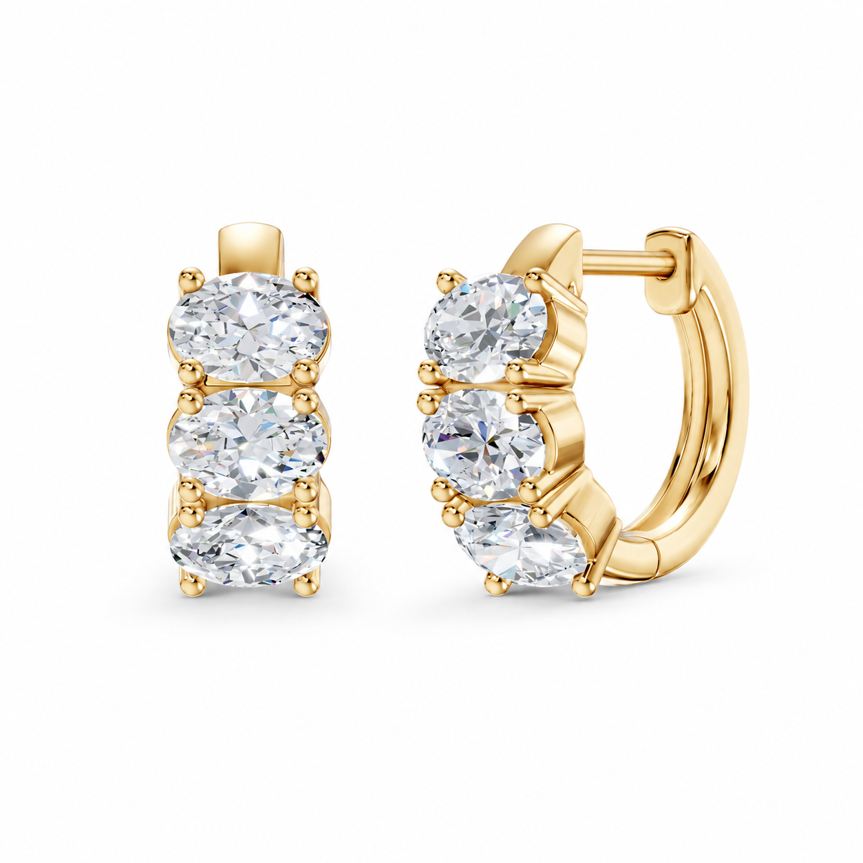 14K Yellow Gold 1 7/8 Ct.Tw. Lab Grown Diamond Oval Hoop Earrings
