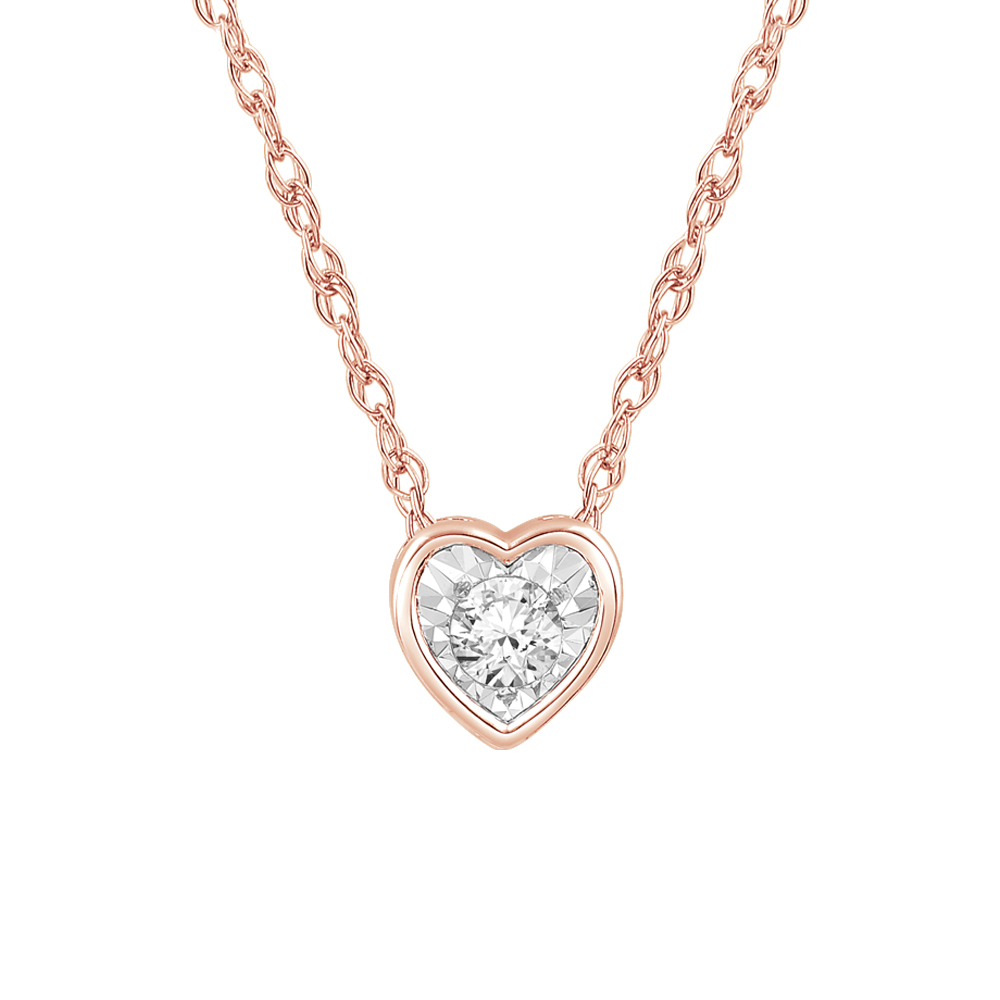10KT PG/WG SOLITAIRE PLUS PENDANT WITH CHAIN