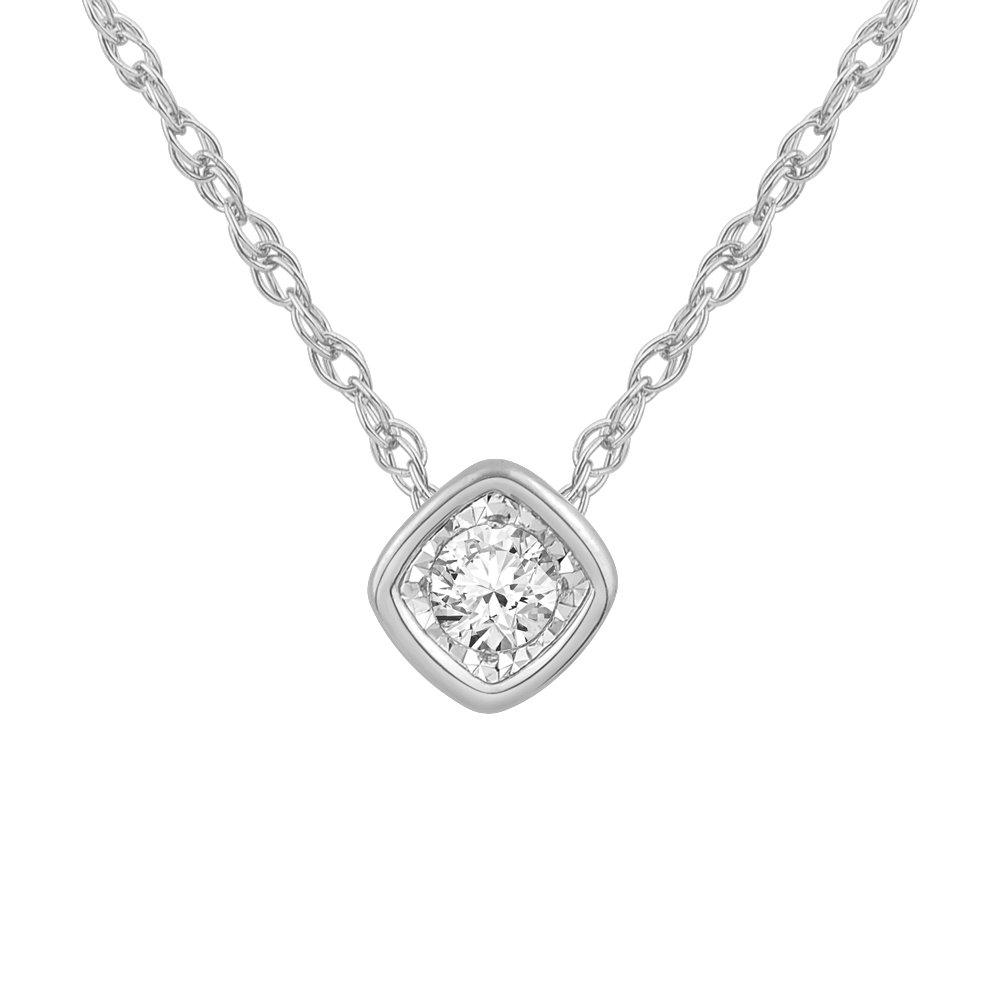 10KT WG SOLITAIRE PLUS PENDANT WITH CHAIN