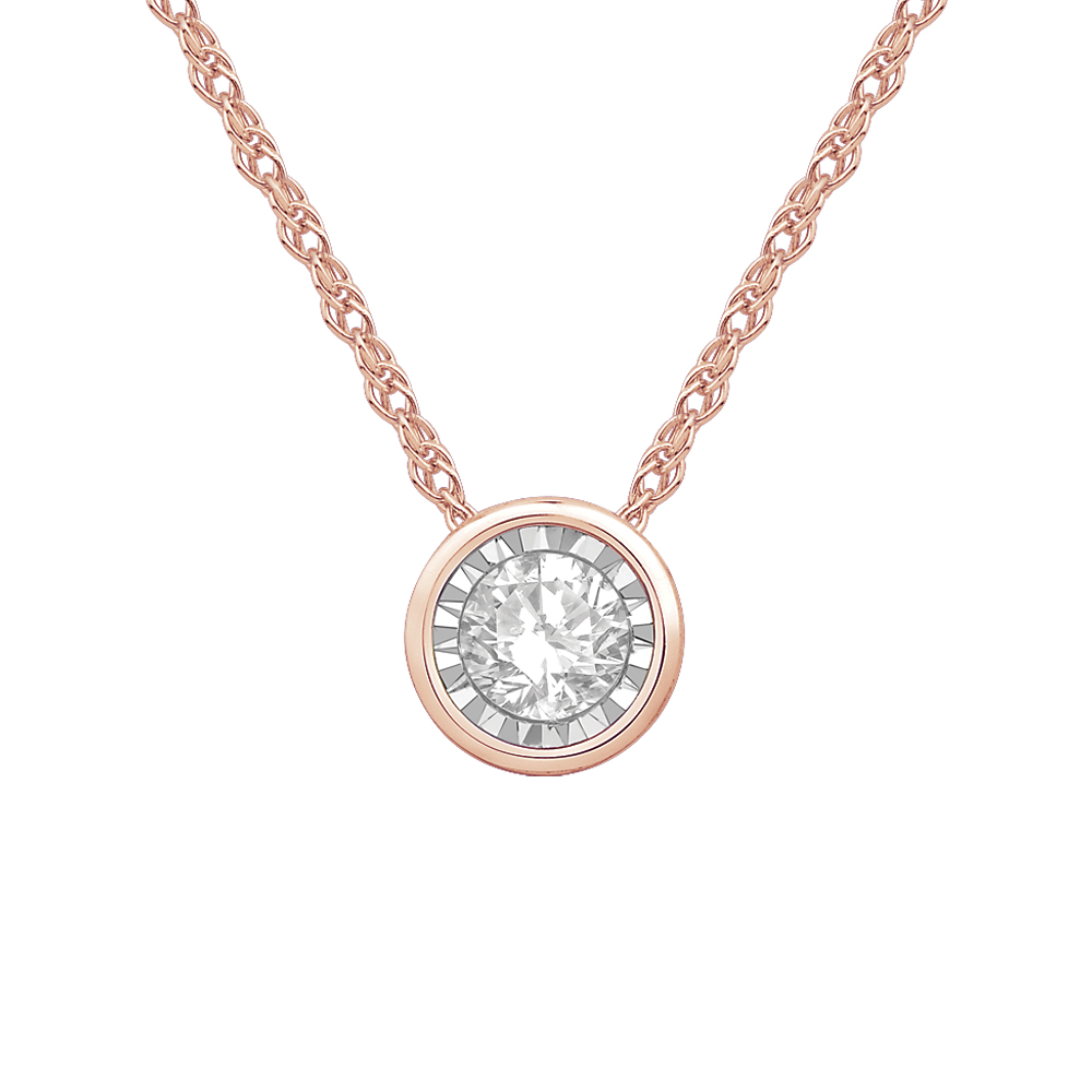 10KT PG PENDANT SOLITARE WITH ROUND CTR WITH CHAIN