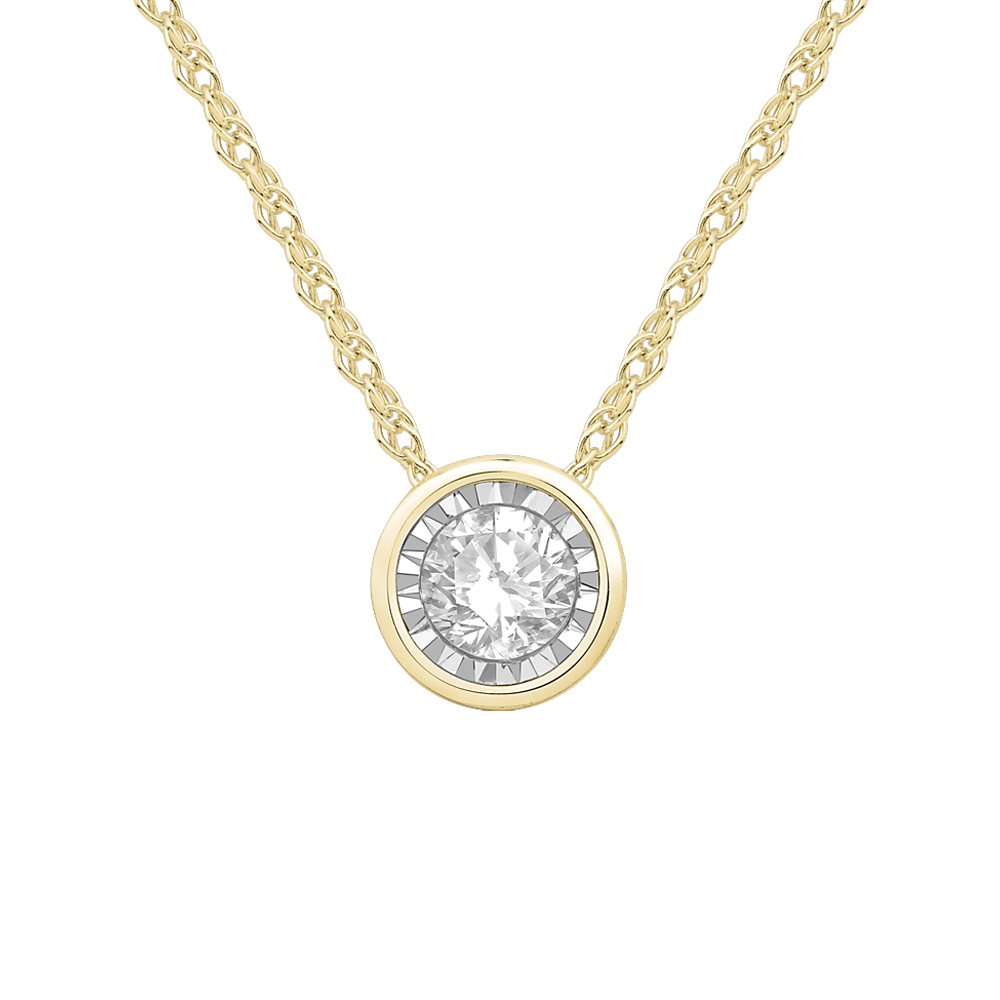 10KT YG PENDANT SOLITARE WITH ROUND CTR WITH CHAIN