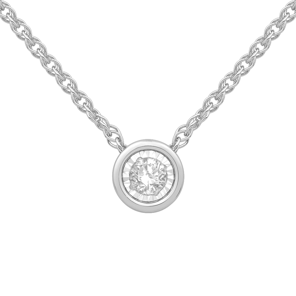 10KT WG PENDANT SOLITARE WITH CHAIN