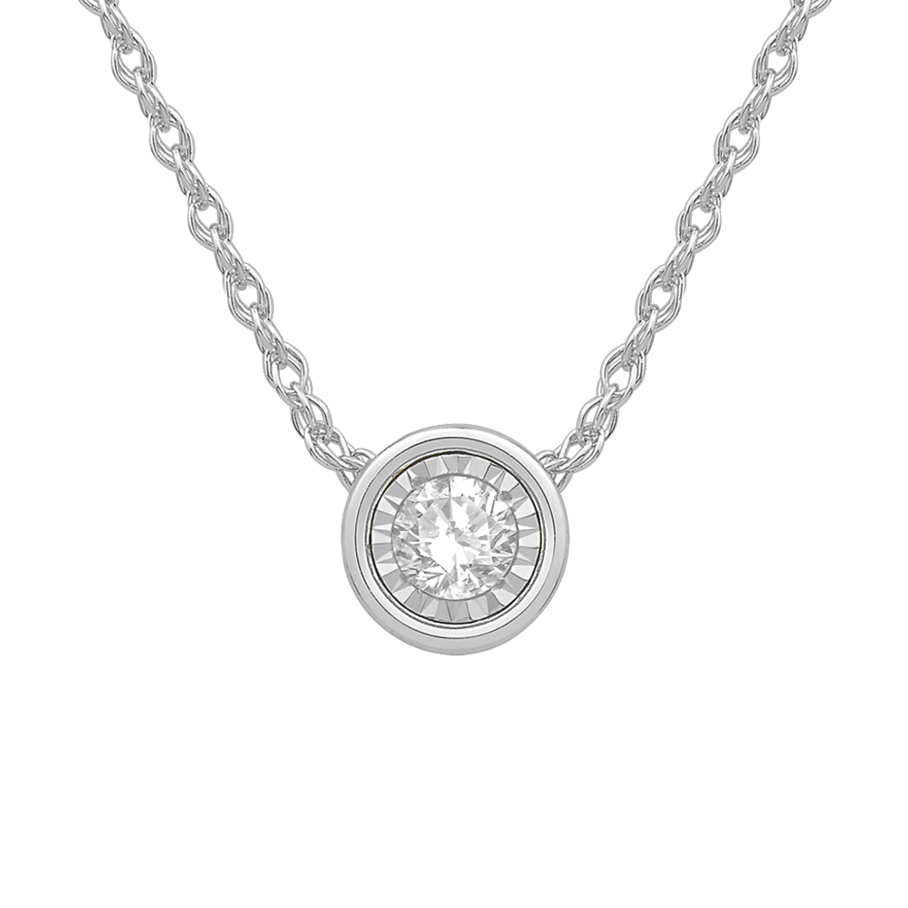 10KT WG PENDANT SOLITARE WITH ROUND CTR WITH CHAIN