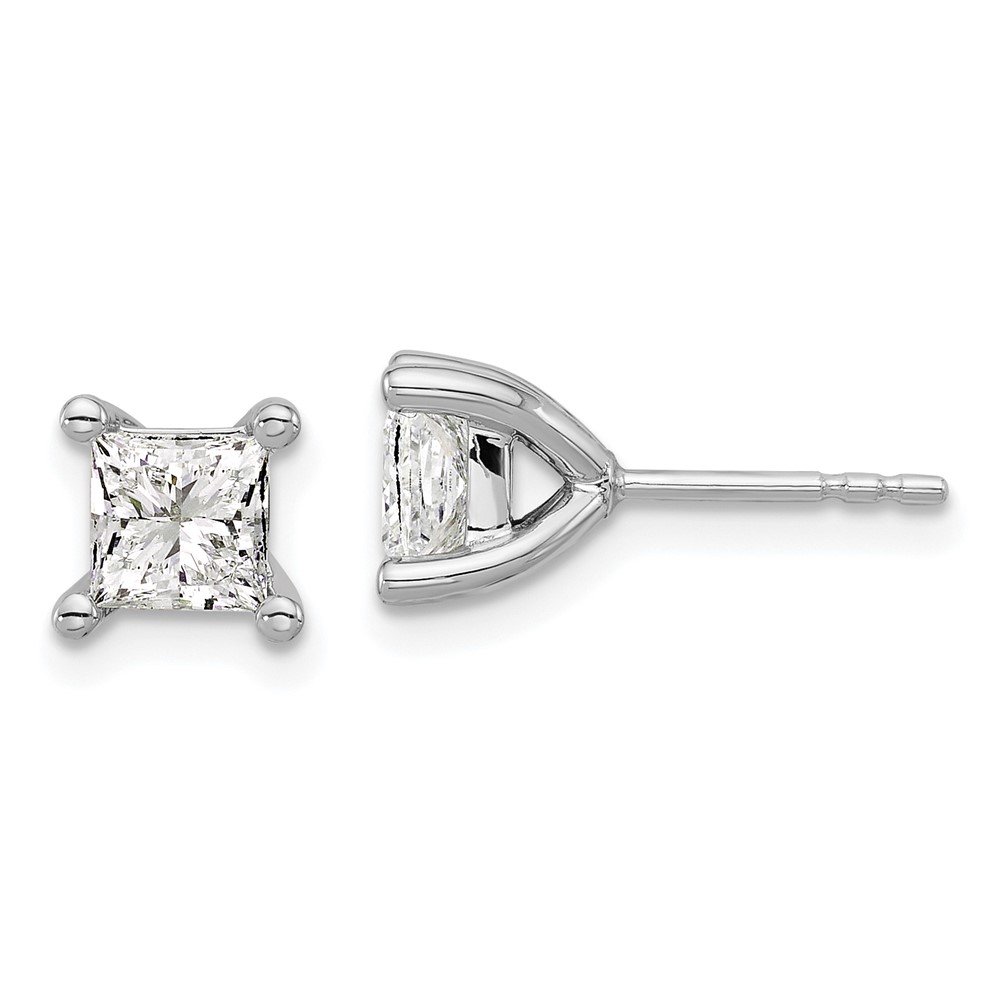 14K White Gold Lab Grown Diamond 1 1/2ctw Princess VS DEF 4 Prong Earrin