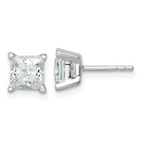 14kw 2ctw Certified VS/SI FGH Lab Grown Princess Diamond 4-Prg Earrings