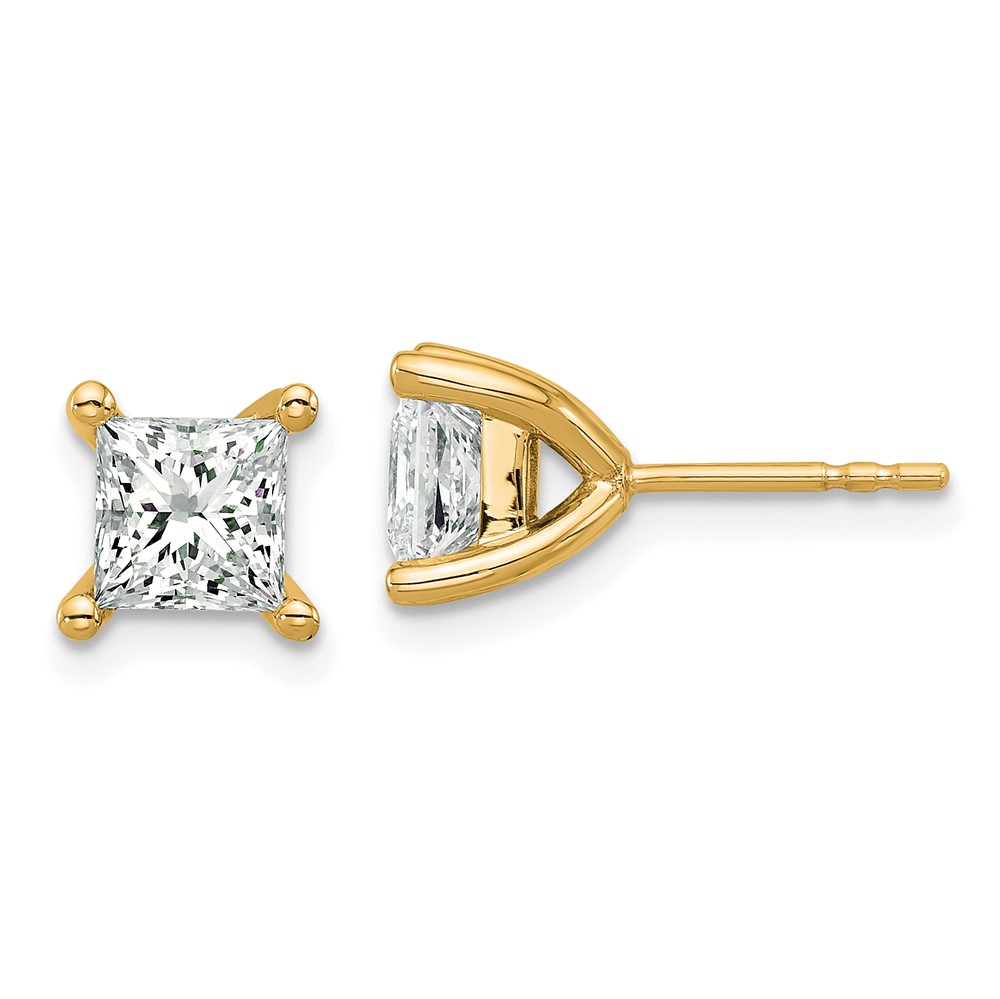 14ky 2ctw Certified VS/SI FGH Lab Grown Princess Diamond 4-Prg Earrings
