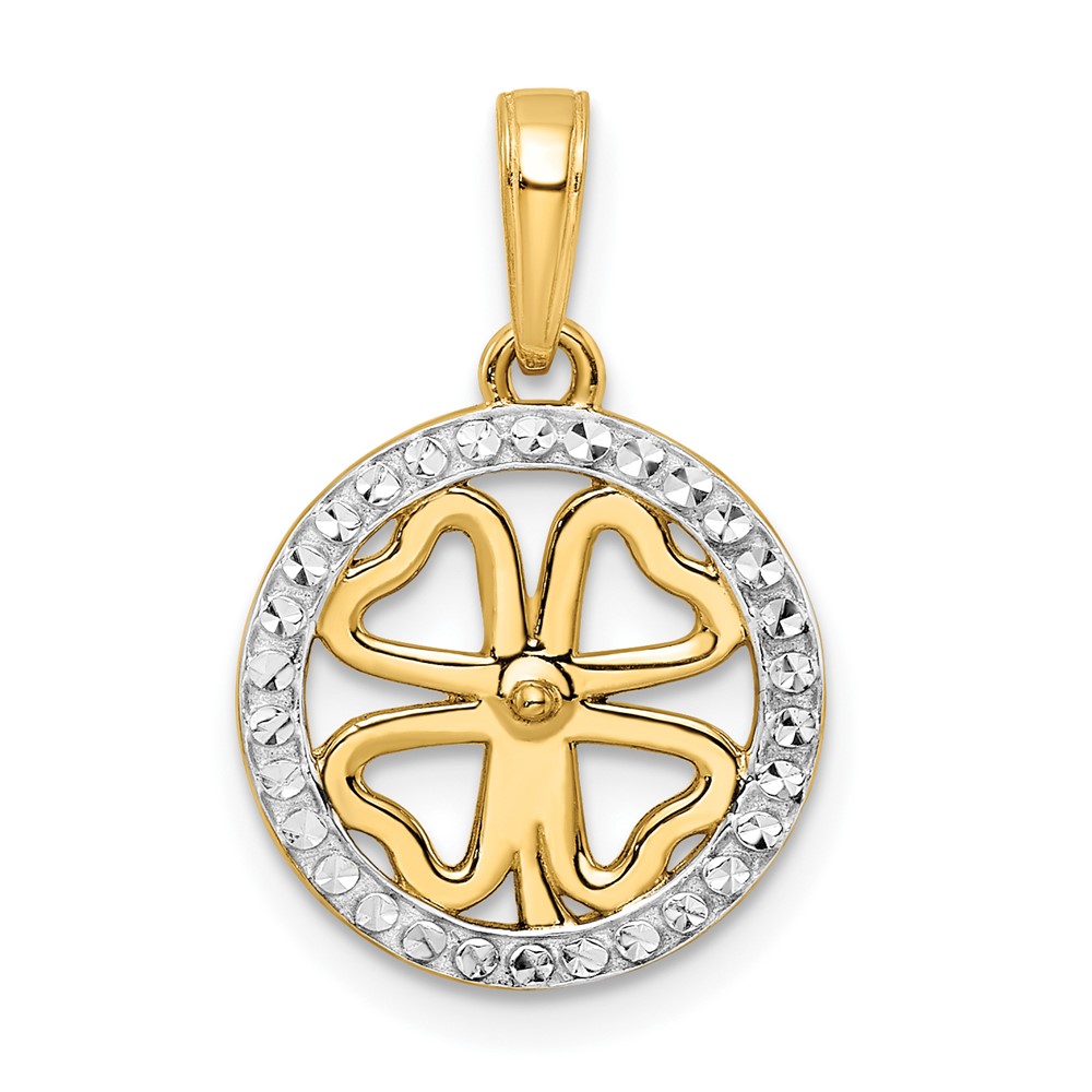 Diamond Accent Four Leaf Clover Pendant in 10K Yellow Gold