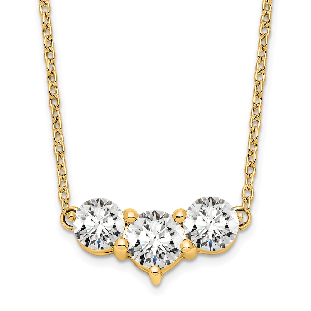 14K Yellow Gold Lab Grown Diamond VS/SI FGH 3 Stone Necklace