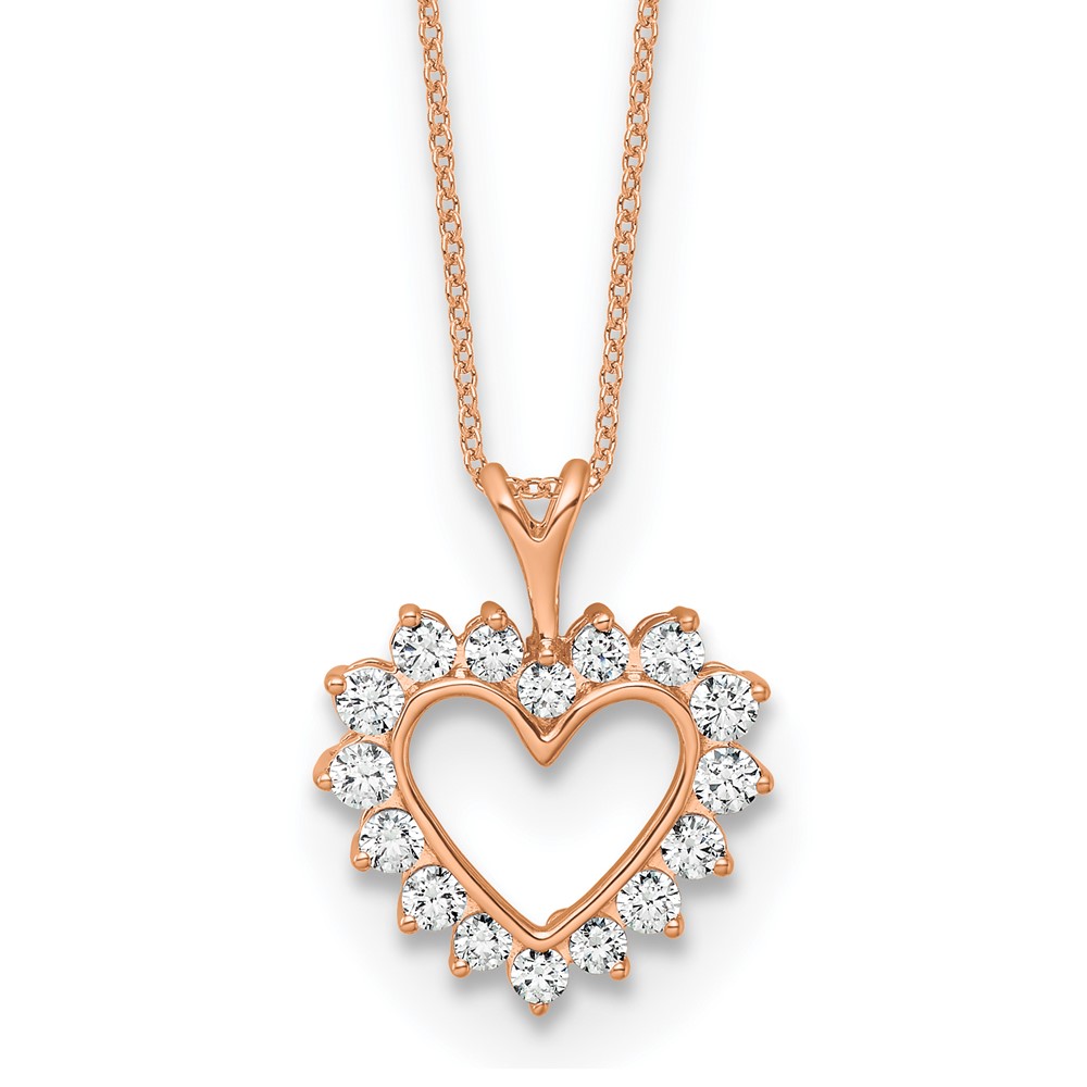 10k Rose Gold Lab Grown Diamond GH VS2/SI1, Heart Pendant Necklace