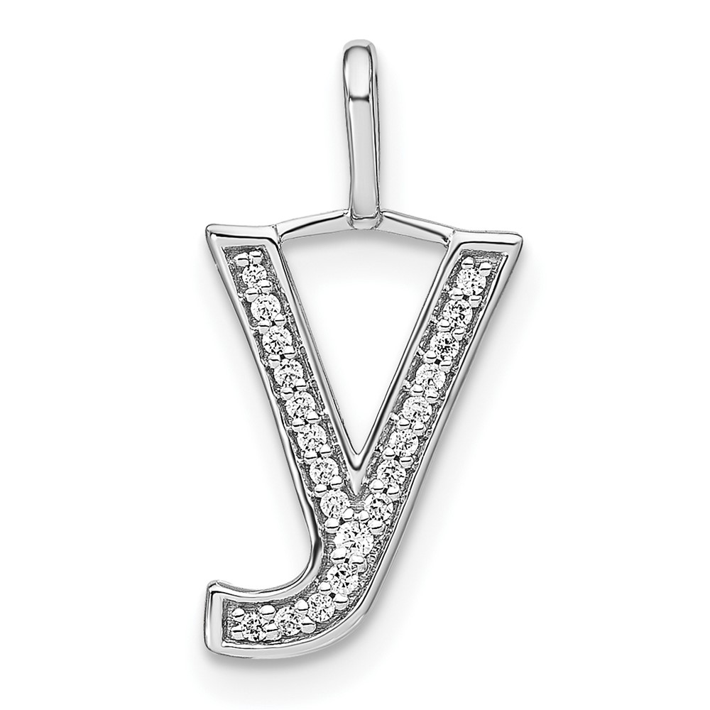 14K White Gold Diamond Lower Case Letter Y Initial Pendant - Unclaimed ...