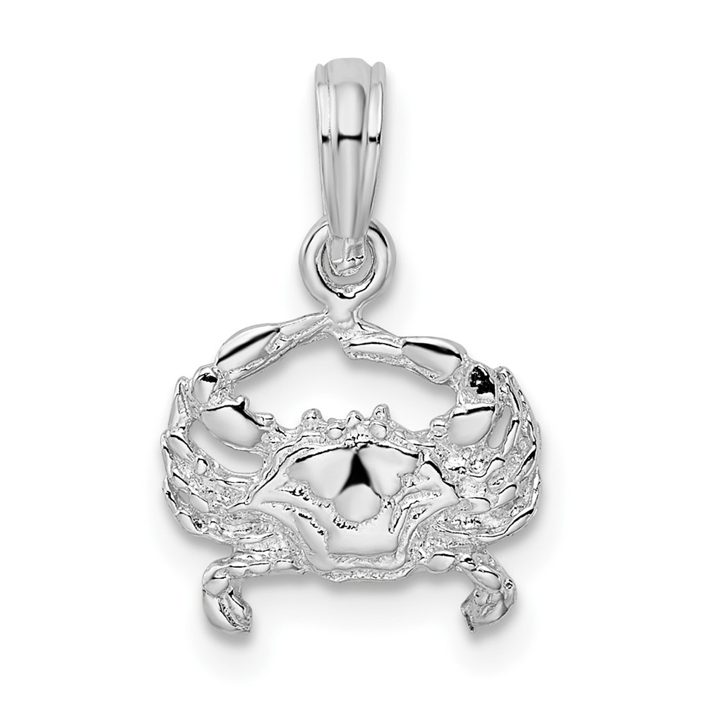 Sterling Silver Polished Blue Crab Pendant - Unclaimed Diamonds