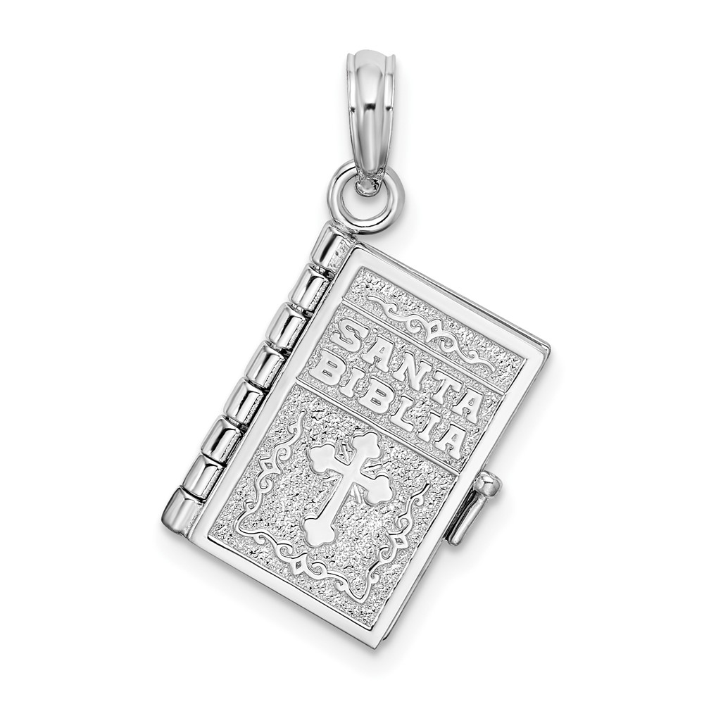 Sterling Silver Polish Moveable 3D Spanish Santa Biblia Pendant - Unclaimed  Diamonds