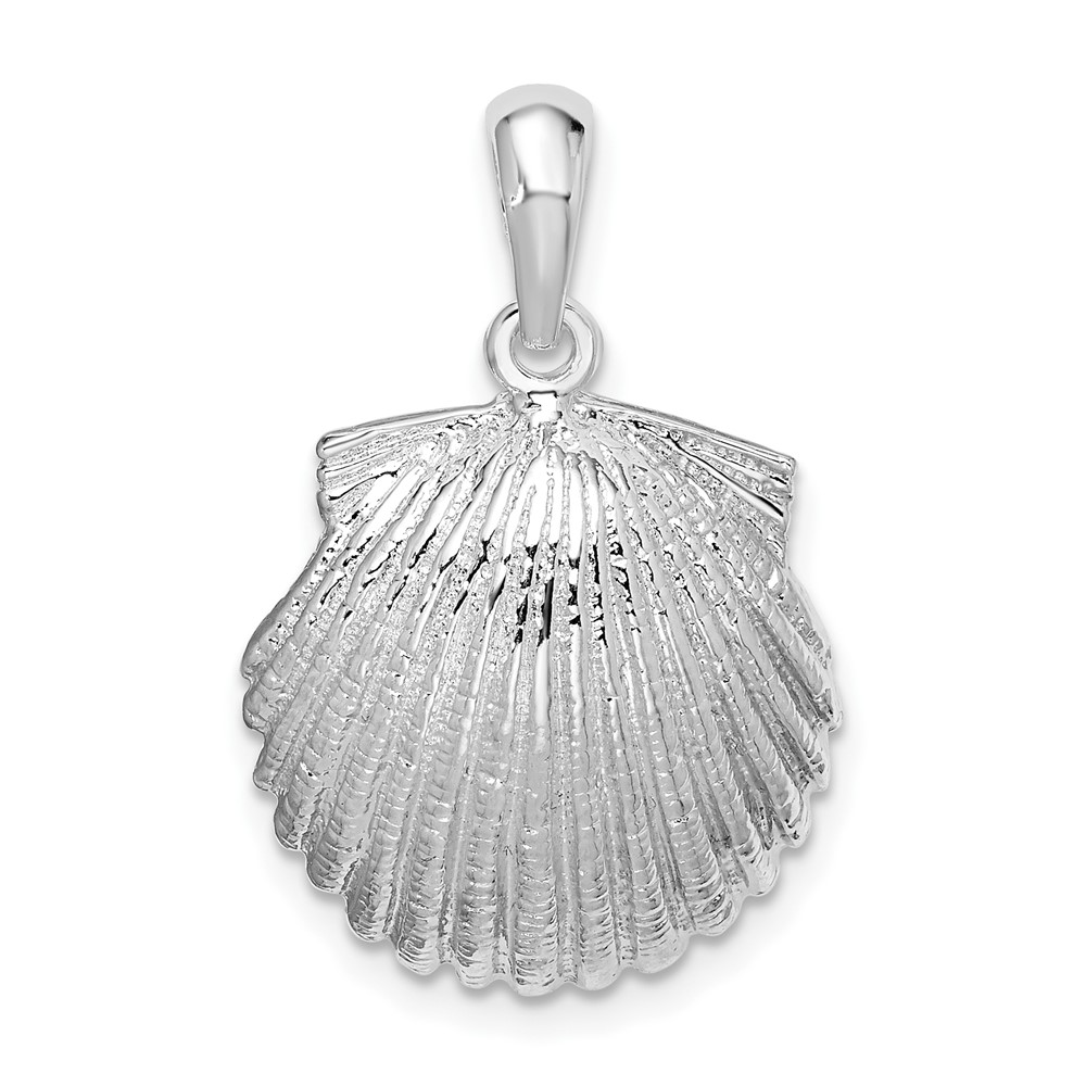 Sterling Silver Polished Scallop Shell Pendant - Unclaimed Diamonds