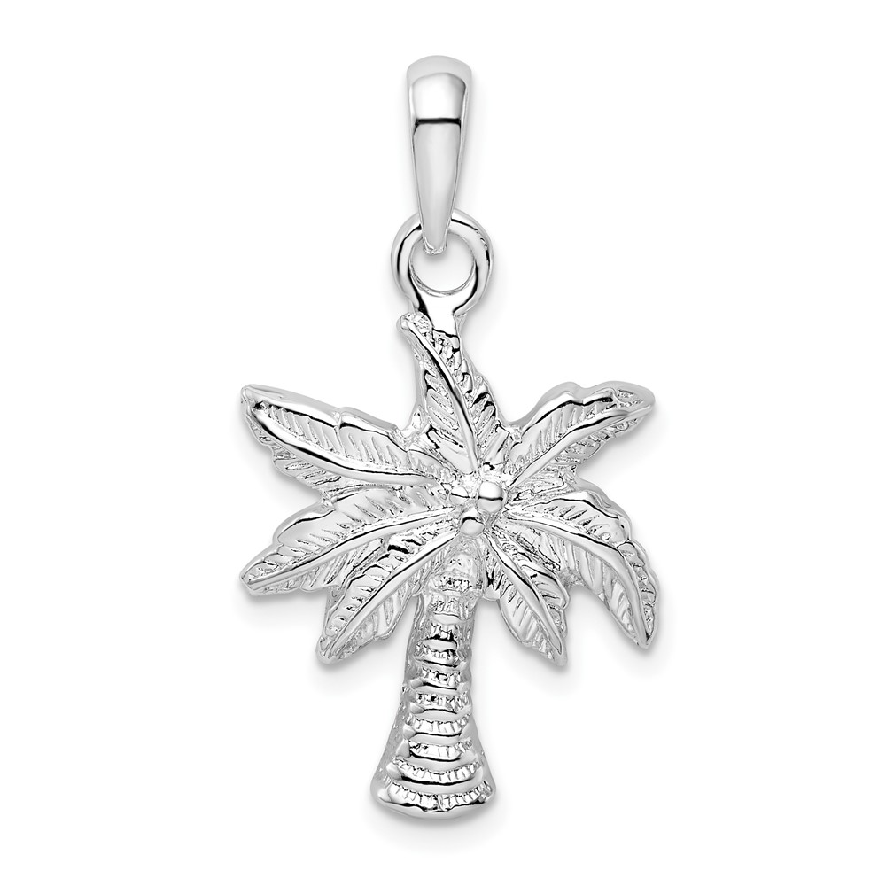 Sterling Silver Polished Palm Tree Pendant Unclaimed Diamonds 7917