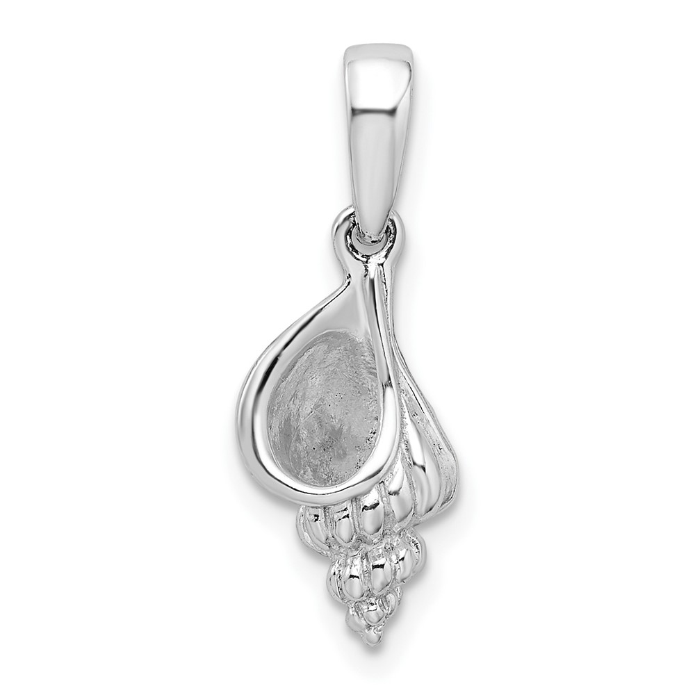 Sterling Silver Polished 3D Wentletrap Shell Pendant - Unclaimed Diamonds