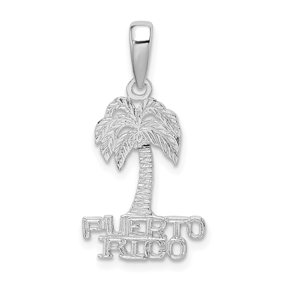 Sterling Silver Polished Puerto Rico Palm Tree Pendant Unclaimed Diamonds 1046