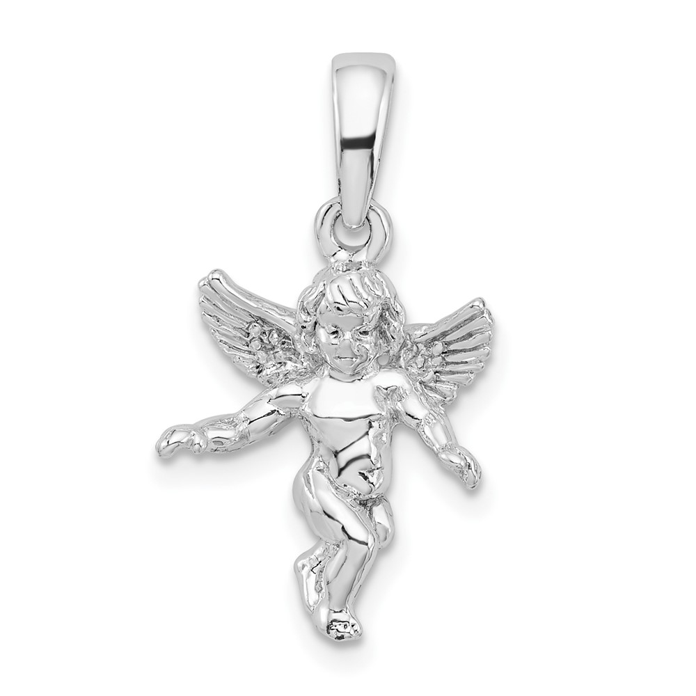 Sterling Silver Polished 3D Guardian Angel Pendant - Unclaimed Diamonds