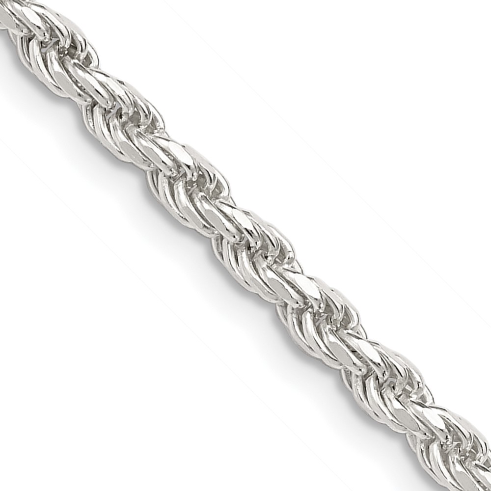 Sterling Silver 3mm Diamond-cut Rope Chain - Unclaimed Diamonds