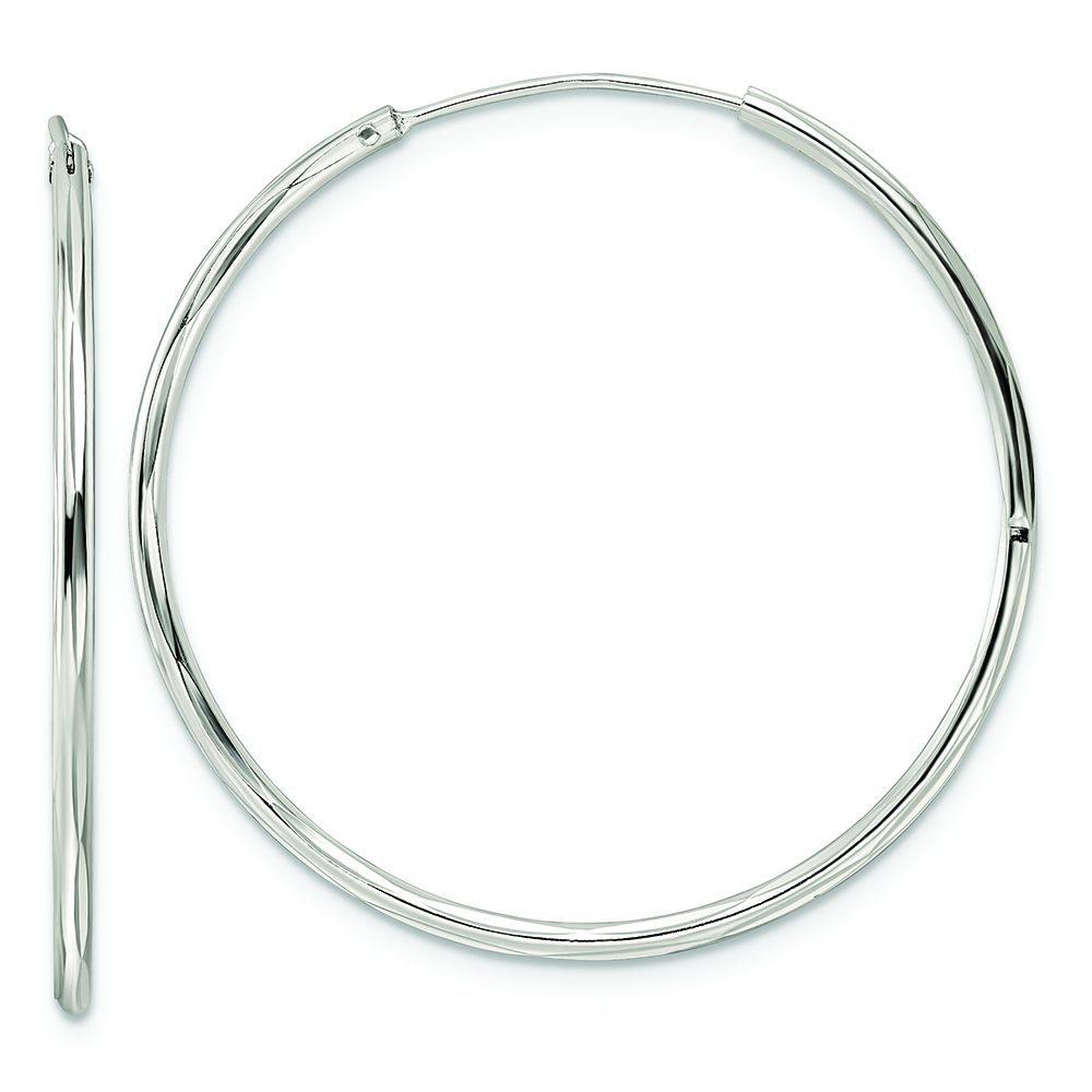 Sterling Silver Diamond-cut 1.5x35mm Endless Tube Hoop Earrings ...