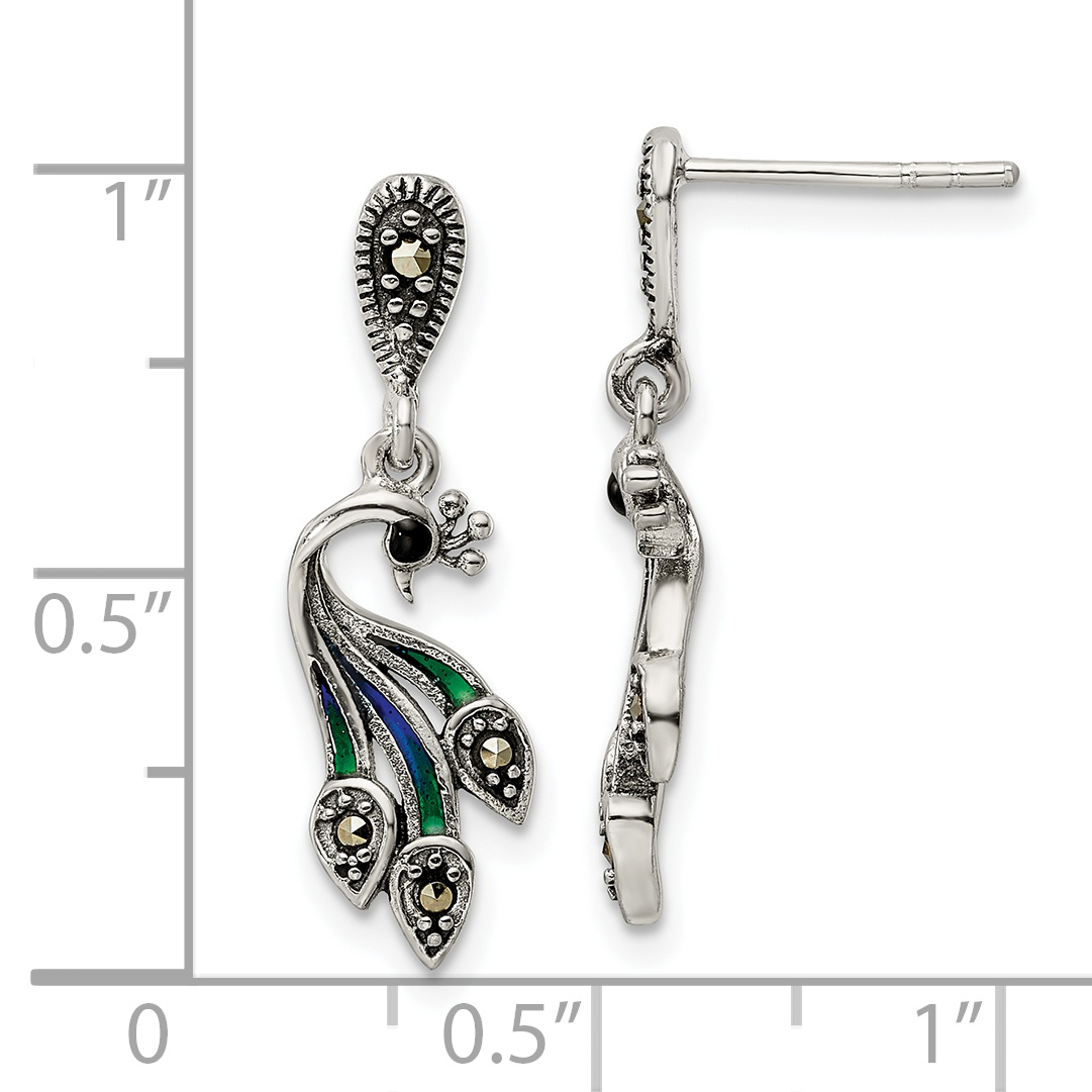 Blue Lab Spinel & Multi Gemstone Rhodium Over Sterling Silver Peacock  Dangle Earrings 4.20ctw - MEH127E | JTV.com