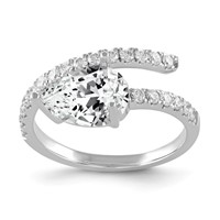 14kw 1.5ctw Certified Lab Grown Pear Diamond Engagement Ring Complete