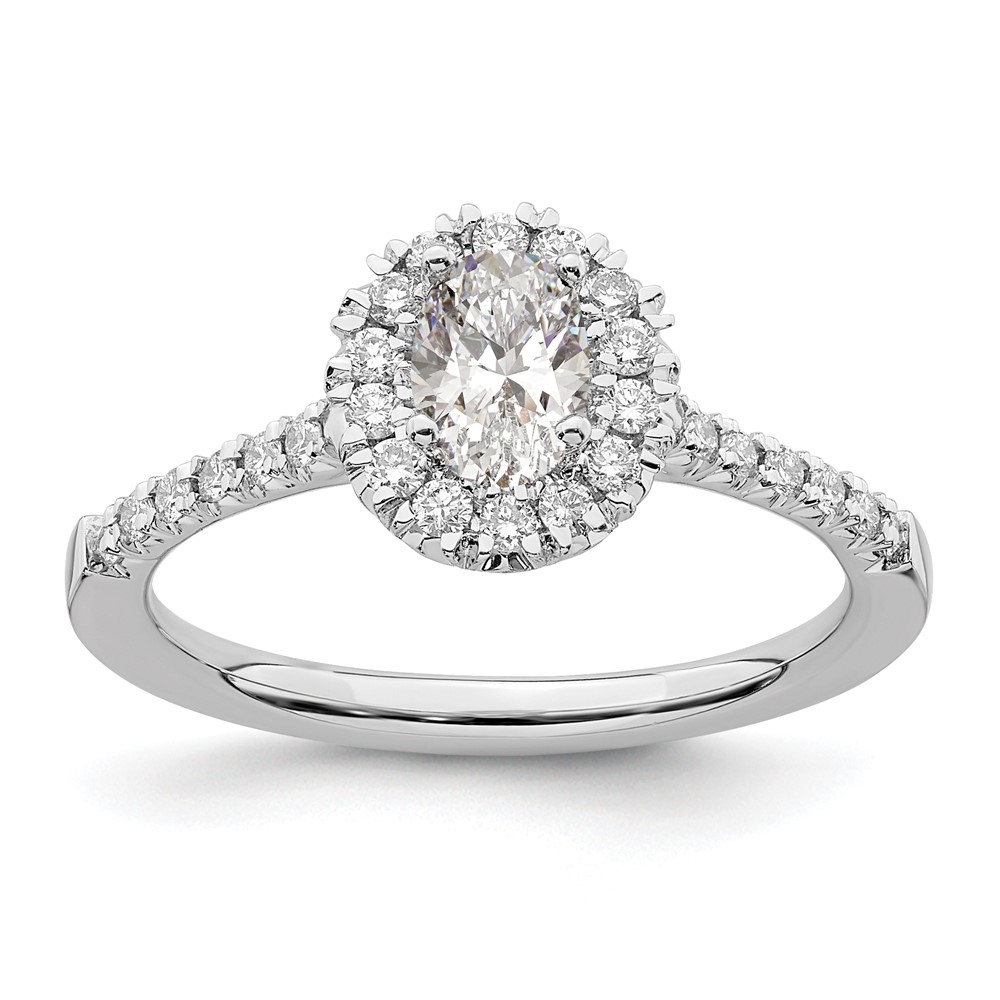 14kw Oval Halo Engagement Lab Grown Diamond VS/SI FGH Complete Ring