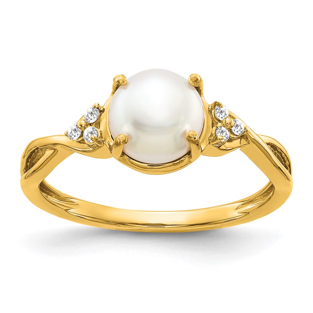 14k FWC Pearl and Diamond Ring - Unclaimed Diamonds