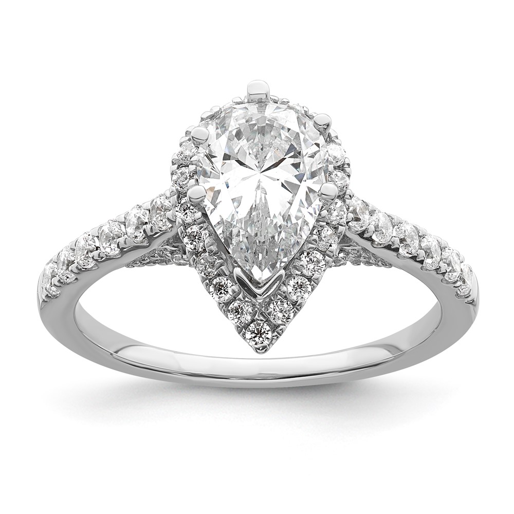 14kw Certified Lab Grown VS/SI FGH Dia Complete Pear Halo Eng Ring